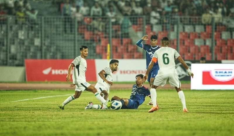 नेपाल र बङ्गलादेशको मैत्रीपूर्ण फुटबलमा २–२ को बराबरी