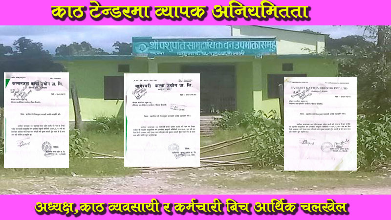 काठ टेन्डर मा व्यापक अनियमितता ,अध्यक्ष,काठ व्यवसायी र कर्मचारी बिच आर्थिक चलखेल